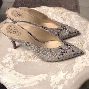 Vince camuto snake skin heel mule